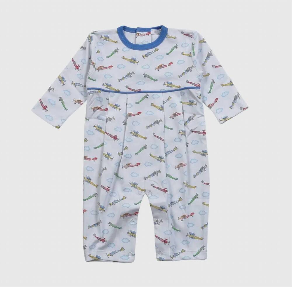 NEW BABY LOREN kid's airplane pima playsuit romper in white